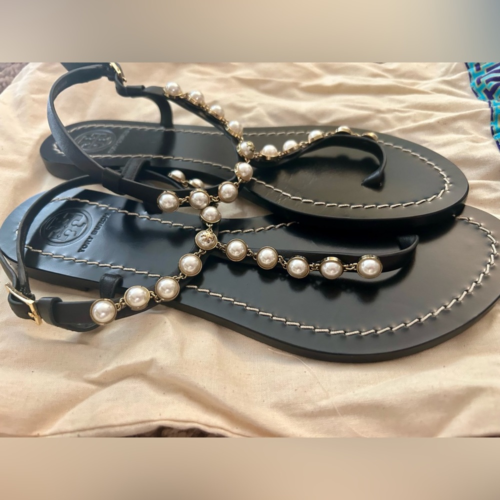 Tory Burch Emmy Pearl Strap Sandals - Picture 8 of 10
